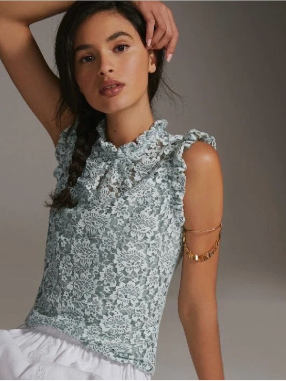Anthropologie Dolan Ruffled Lace Top with Camisole